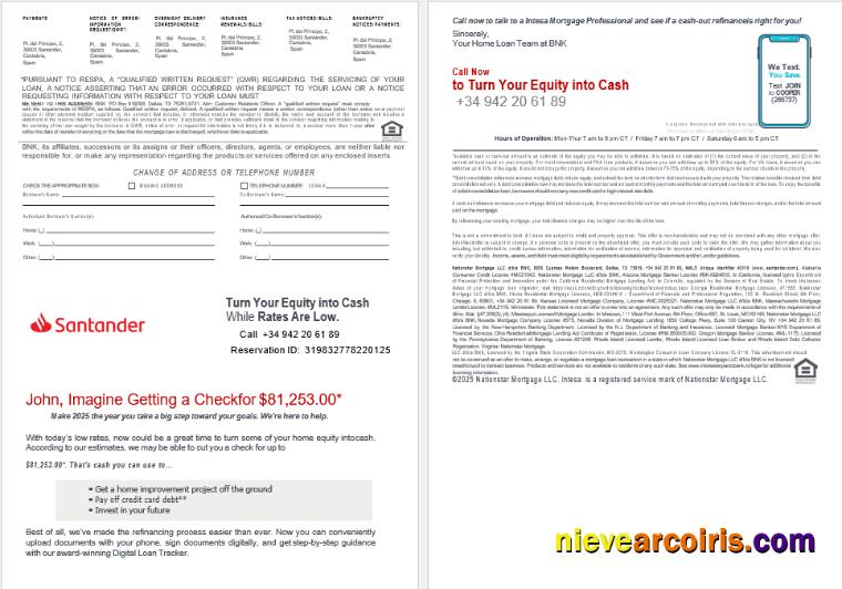 Spain Santander bank mortgage statement 3-4